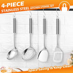 E-far Stainless Steel Cooking Utensils, 4-Piece Heat Resistant Kitchen Utensils - Image 5