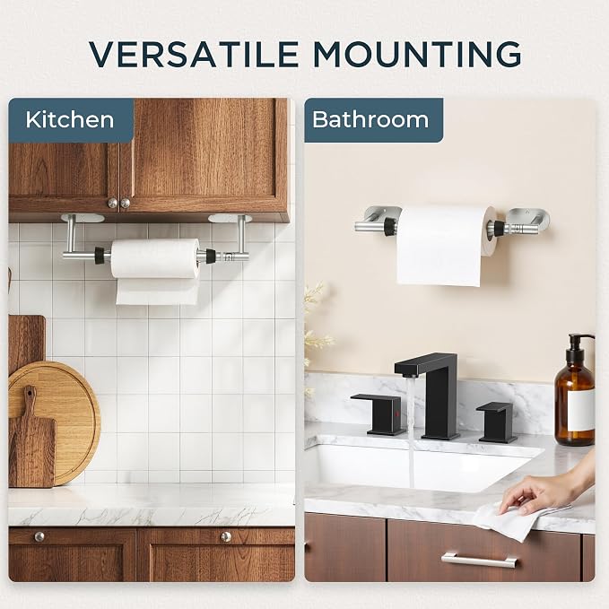 FORIOUS Paper Towel Holder Under Cabinet, One Hand Operable - Image 9