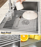 Tomorotec 21" x 15.5" Roll Up Dish Drying Rack Over Sink Drying Rack Sink Cover - Image 2