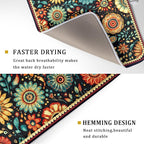 Boho Floral Dish Drying Mat for Kitchen Counter Absorbent Microfiber Flowers - Image 3