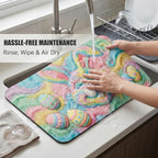 Pastel Rainbow Easter Dish Drying Mat: 12’’x20’’ Easter Smiling Bunny & - Image 7