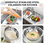 Colander for Kitchen, 1.5 QT 18/8 Stainless Steel Colander, Stainless Steel - Image 7