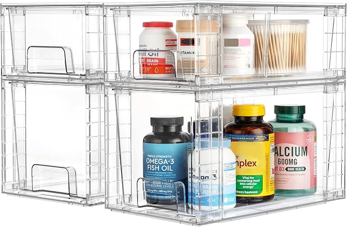 Vtopmart 8 Pack Clear Stackable Storage Drawers, Plastic Drawers - Image 8