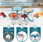 P&P CHEF Mixing Bowls with Lids Set of 3, Stainless Steel Mixing Bowl and - Image 7