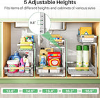 Kitstorack Under Sink Organizer, 2 Tier Under the Sink Storage, Slide out Pull - Image 6