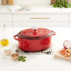 Lodge 7 Quart Enameled Cast Iron Oval Dutch Oven - Image 7