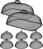 8 Pack Metal Mesh Screen Food Covers, 2 Large and 6 Small Sets, Reusable Metal by Zilphoba
