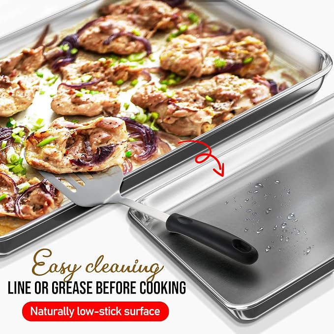 Eatex Aluminum Baking Sheet Set, 2 Pack Cookie Sheet Set, 18” x 13” Steel - Image 4