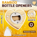 Vesici 24 Pcs Magnetic Bottle Opener 2.5in DIY Bamboo Heart Shape Beer Openers - Image 2