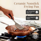 Gotham Steel Hammered Copper 14 Inch Non Stick Frying Pan - Image 7