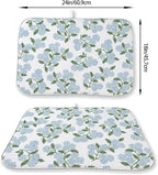Blue Green Dish Drying Mat 18x24 Inch Vintage Floral Hydrangea Flower Drying - Image 2