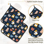 Cute Cat Pot Holder Set of 2, Heat Resistant Potholders Oven Hot Pads - Image 4