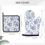 Floral Oven Mitts and Pot Holders Sets of 3, Botanical Print Heat Resistant - Image 2