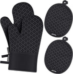 Oven Mitts and Pot Holders 4 Sets, Heat Resistant 500 ℉ Oven Mitt and Pot Holder by QEVOOON