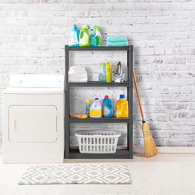 Sterilite 2-Pack 4 Shelf Unit, Heavy-Duty Shelving Storage and Utility Rack - Image 6