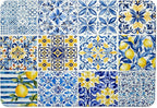 Mediterranean Tiles Dish Drying Mat, Vintage Azulejo Absorbent Dish Drying Mats by Unknown