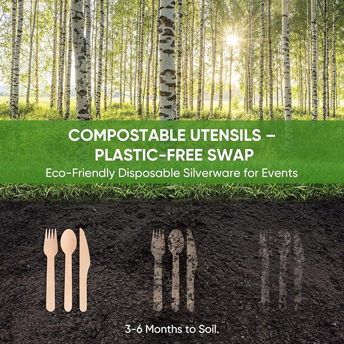 Disposable Wooden Utensils Set, Compostable Utensils, Disposable Cutlery - Image 9
