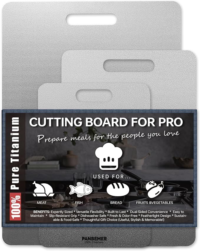 Titanium Cutting Boards for Kitchen, Dishwasher Safe by Panbemer