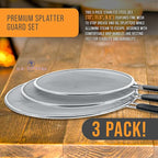 U.S. Kitchen Supply 3-Piece Stainless Steel Splatter Guard Set Fine Mesh Cover - Image 3