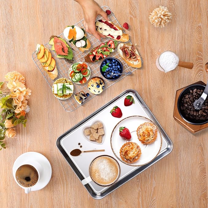 Homikit Quarter Sheet Pan with Wire Rack Set, Stainless Steel Baking Tray with - Image 9
