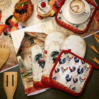 Leinuosen 6 Rooster Farmhouse Kitchen Decor Dish Towels Oven Mitts and Pot - Image 7