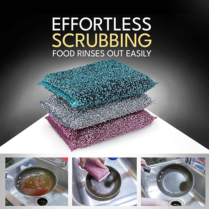 Dish Sponges for Kitchen Non-Scratch Scrub Sponges for Dishes, Stainless Steel - Image 4