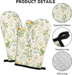 Vintage Wild Floral Oven Mitts and Pot Holders Sets Green Botanical Butterfly - Image 3
