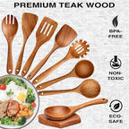 9-Piece Teak Wooden Utensil Set – Wooden Spoons - Image 3