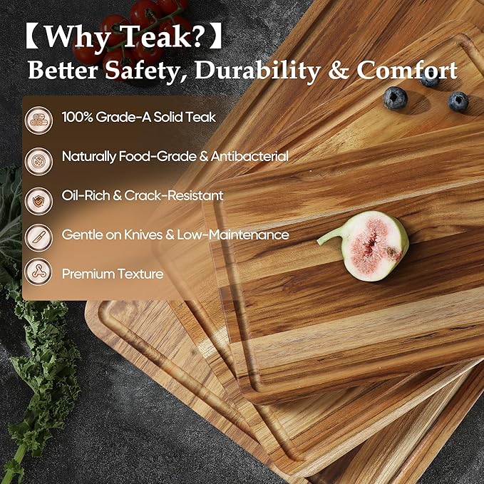 XXLarge Teak Cutting Board Non Toxic Wood Chopping Board Wooden Bamboo - Image 4