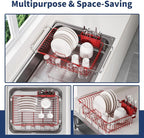 JASIWAY Red in Sink Dish Drying Rack, Expandable Stainless Steel Small Dish - Image 2