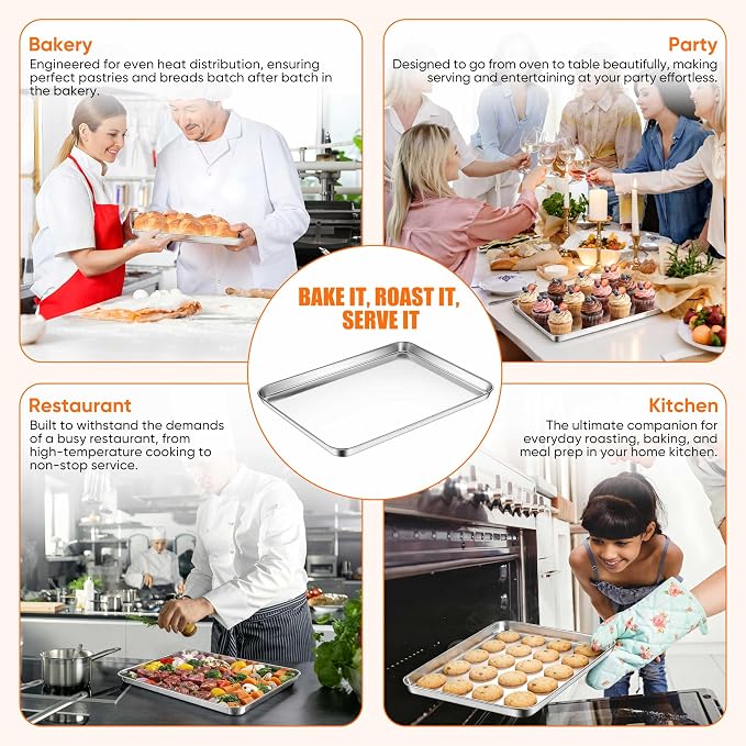 LIANYU Baking Sheet Pans Set of 3, Stainless Steel Cookie Sheets - Image 7