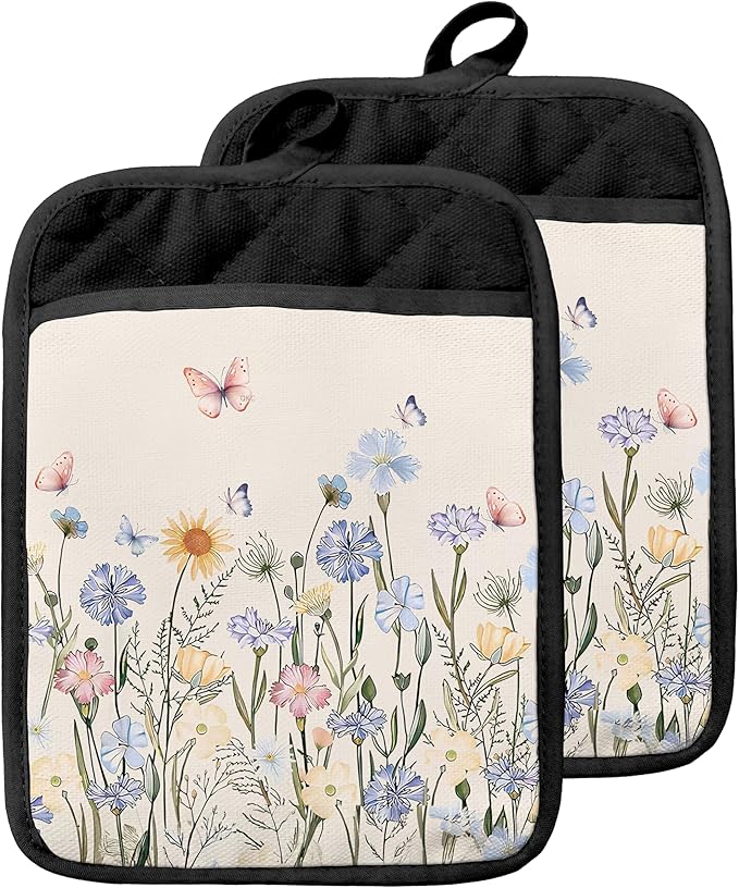 Butterfly Floral Pot Holders by Unknown