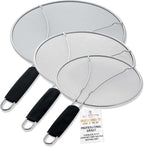 U.S. Kitchen Supply 3-Piece Stainless Steel Splatter Guard Set Fine Mesh Cover by USKitchenSupply