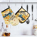 Sunflower Oven Mitts and Pot Holders Sets Vintage Floral Oven Gloves Heat - Image 2