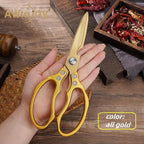 AWinjoy Japanese Gold Kitchen Scissors, Heavy Duty Stainless Steel, Dishwasher - Image 2