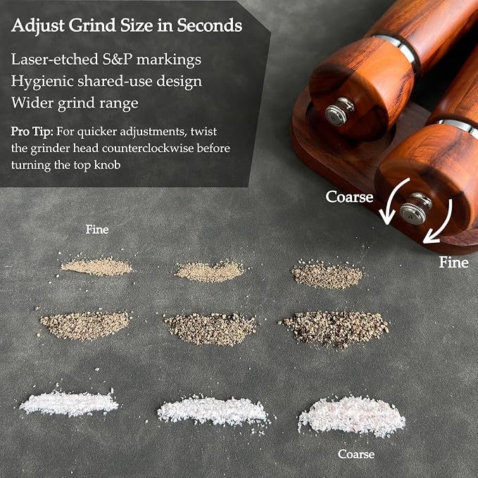 TLYSXPRO Wooden Salt and Pepper Grinder Set – Refillable Salt and Pepper Mill - Image 6