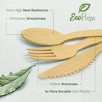 EcoPreps 100% Compostable Bamboo Cutlery Set Eco-Friendly, Biodegradable - Image 2