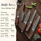 Wakoli EDIB 5-Piece Damascus Knife Set, Professional Kitchen Knives made of - Image 5