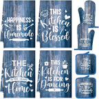 Leinuosen 8 Pcs Farmhouse Kitchen Decor Towels and Oven Mitts Sets Pot Holders by Leinuosen
