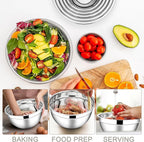 E-far Mixing Bowls with Lids Set, 7-Piece Stainless Steel Metal Mixing Bowls - Image 3