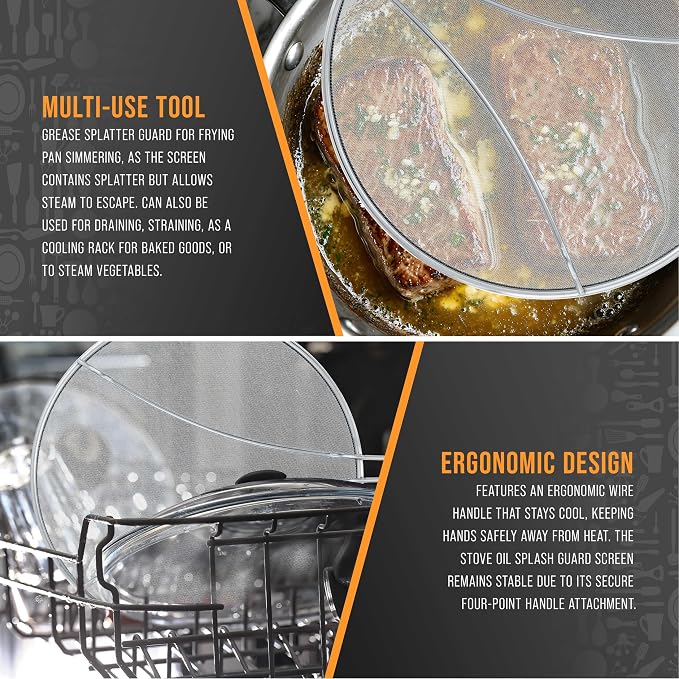U.S. Kitchen Supply Set of 3 Stainless Steel Splatter Screen - Image 5