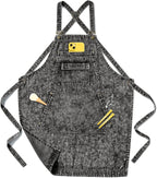 Denim Apron with Pockets for Hair Stylist Gardening Craftsmen Barista Women by Vammcht