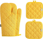 Oven Mitts and Pot Holders 4 pcs Set, High Heat Resistant 500 Degree Extra by M+MIAOYAN