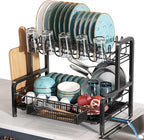 2 Tier Black Dish Drainer Drying Rack by Boosiny