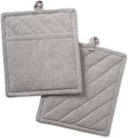 DII 100% Cotton Solid Chambray Kitchen Set, Potholders, 2 Piece by DII