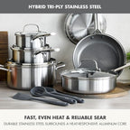 GreenPan Hybrid 13 Piece Nonstick Stainless Steel Cookware Set, APEX Tri-Ply - Image 6