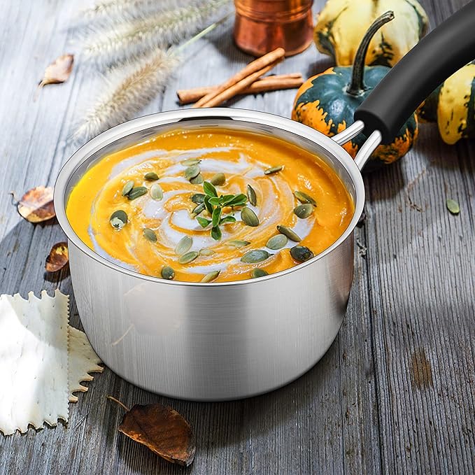 Herogo 1 Quart Saucepan with Lid, 18/10 Stainless Steel Small Sauce Pan Pot - Image 7