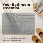 TOSORO - Stone Bath Mat Diatomaceous Earth Shower Mat Non-Slip Super Absorbent - Image 8