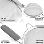 Zulay Kitchen Premium Stainless Steel Fine Mesh Strainer Set - Image 4
