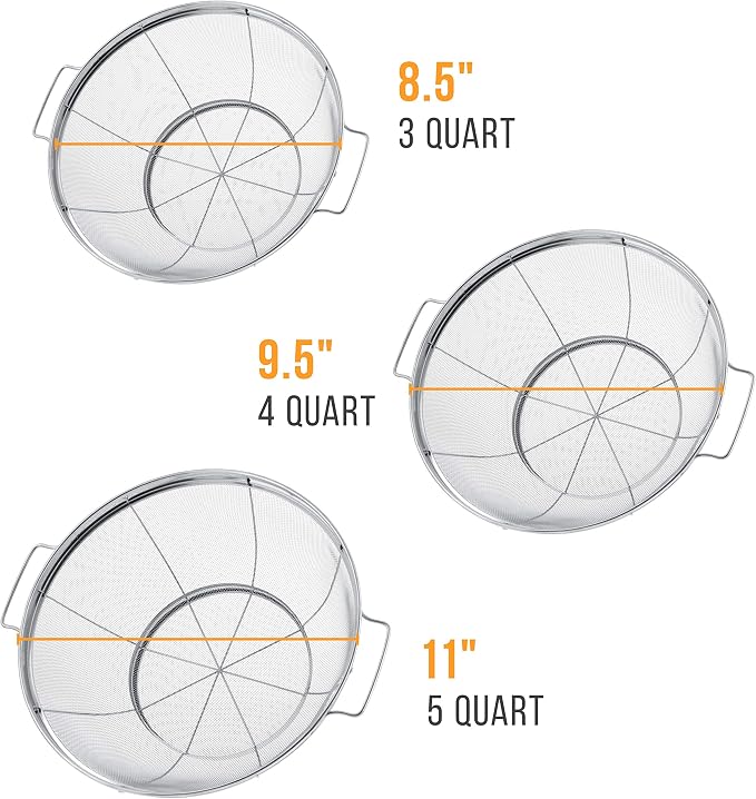 U.S. Kitchen Supply Set of 3 Stainless Steel Colander Strainers Net Baskets 5 - Image 2